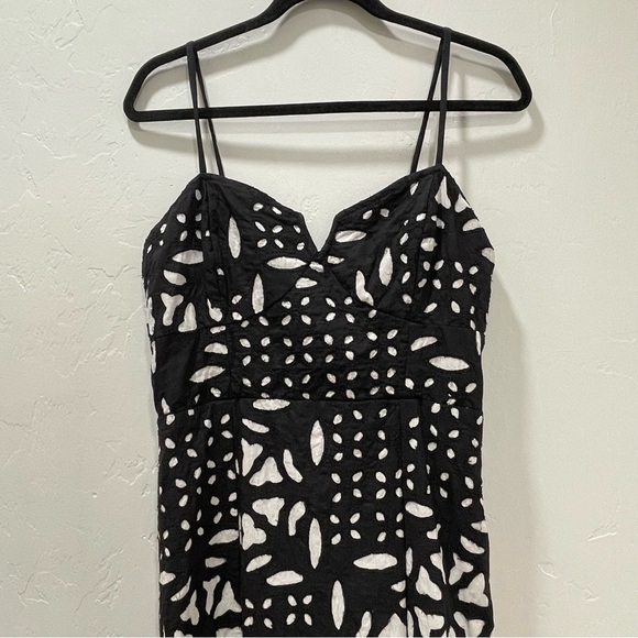 Saltwater Luxe Dottie Middi Dress High Slit Black White Sweetheart Women's Large - Picture 5 of 16